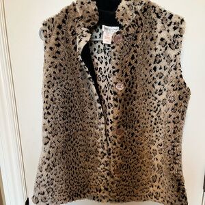 Coldwater Creek Faux Fur Animal Print Vest